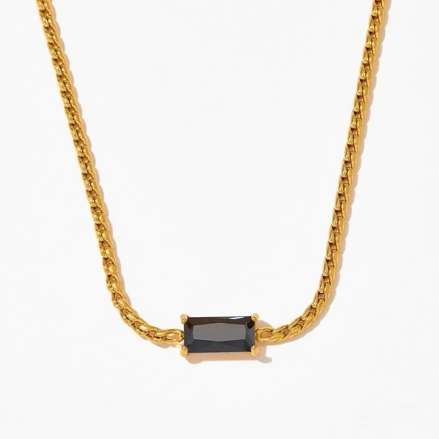 Vertical Emerald Rectangle Necklace - Diatoms