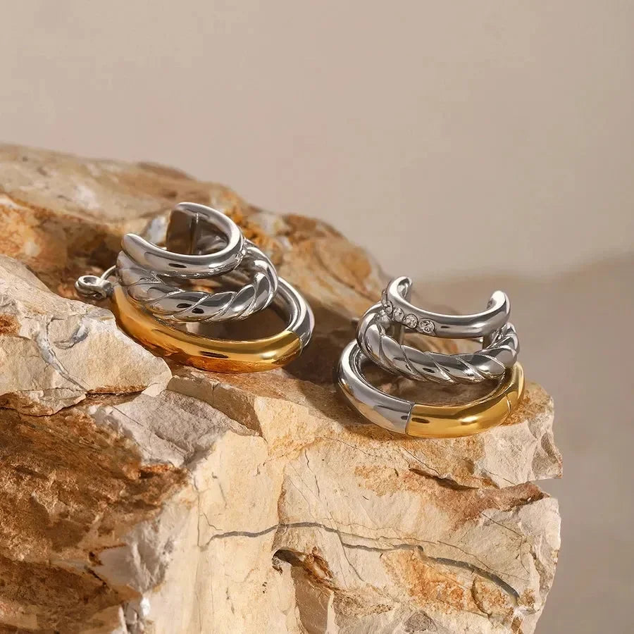 Luxy Dual Tone Earrings - Diatoms