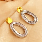 Luxy Oval Hollow Drop Earrings - Diatoms