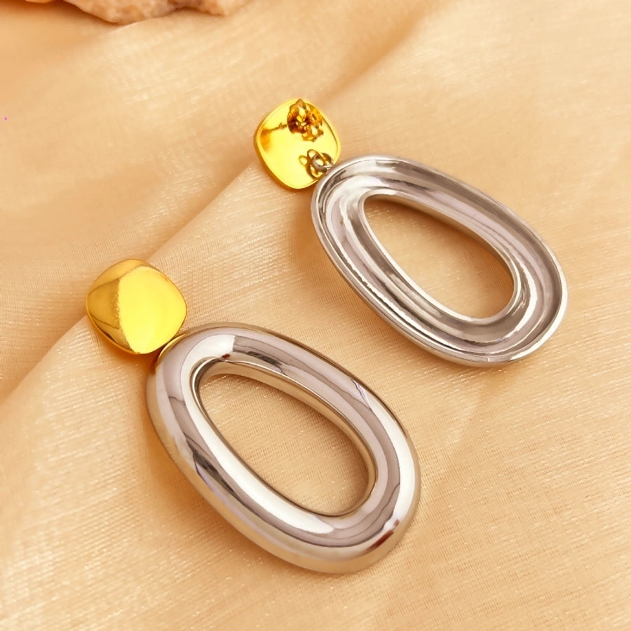 Luxy Oval Hollow Drop Earrings