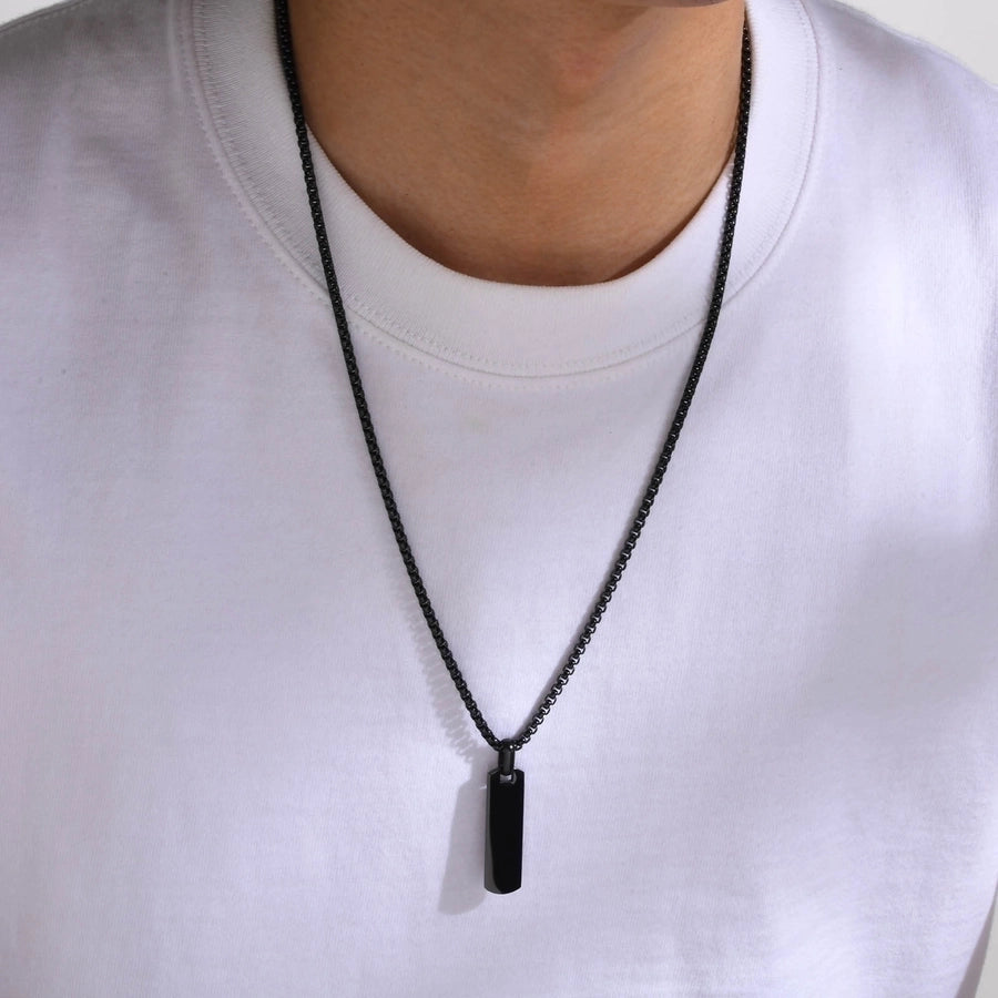 Diatoms I-Shaped Black Pendant