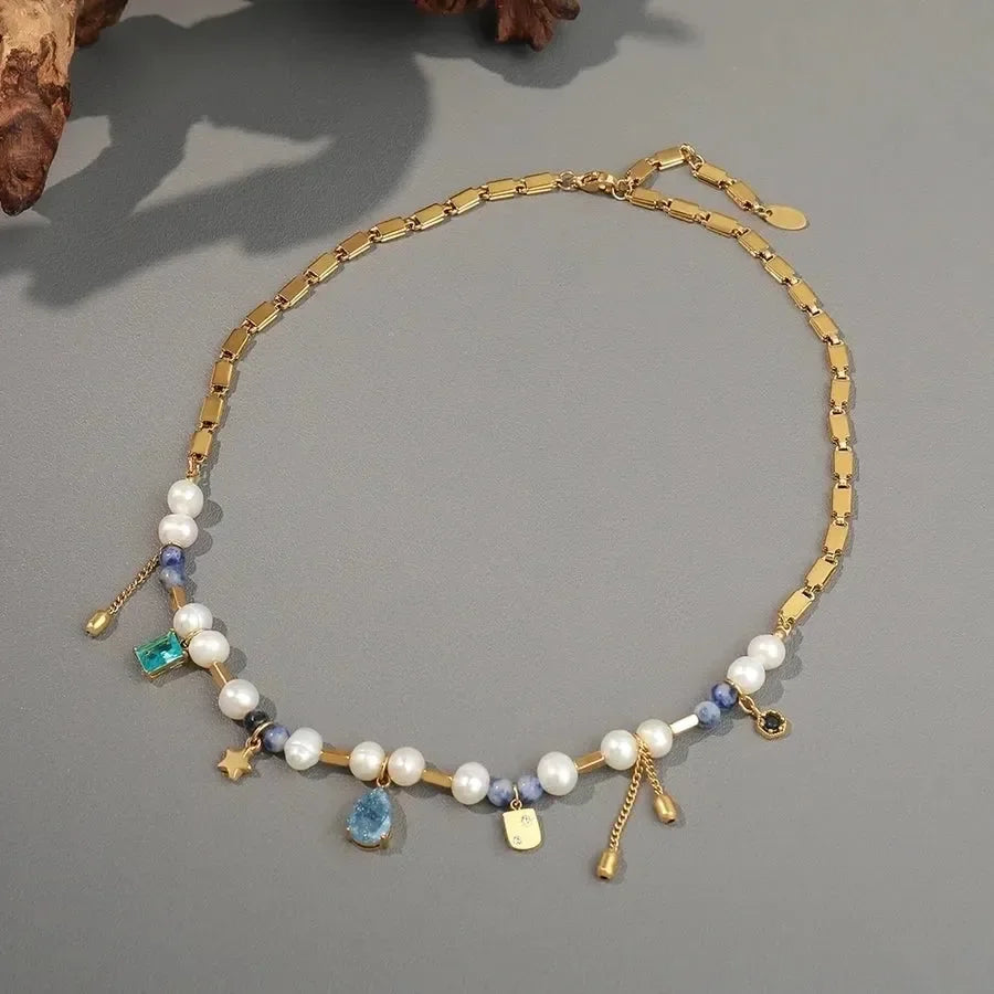 Freshwater Pearl Elegant Glam Beaded Necklace - Diatoms