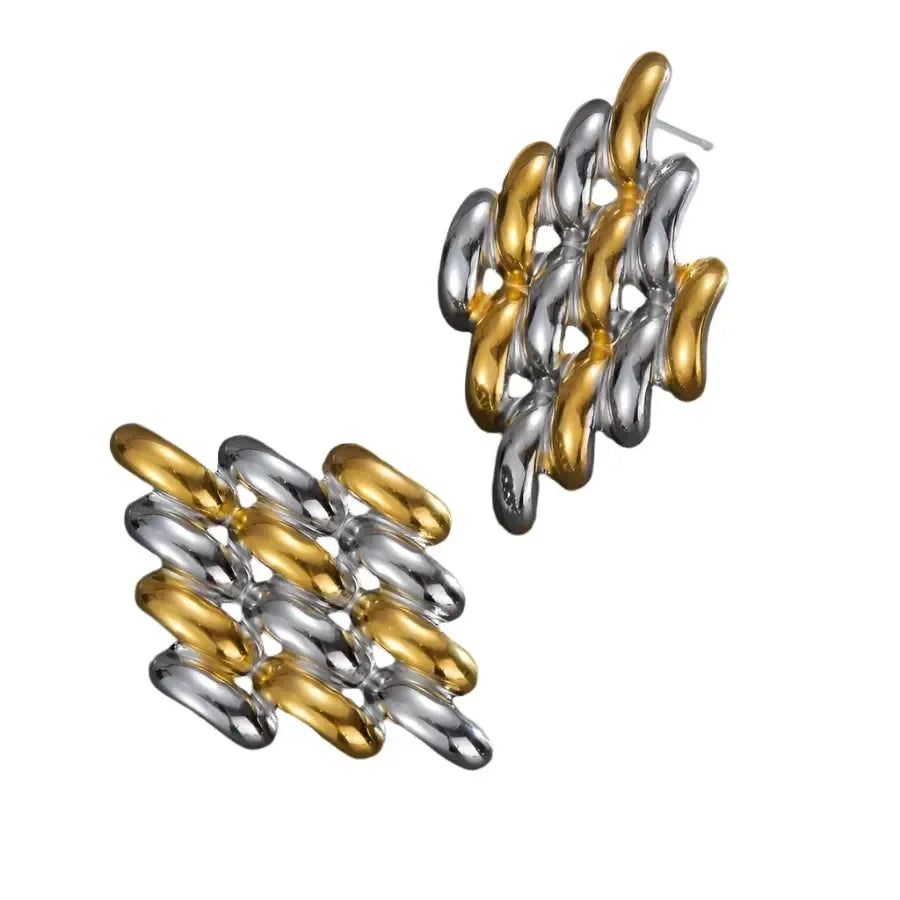 Artistic Geometric Waves Ear Studs - Diatoms