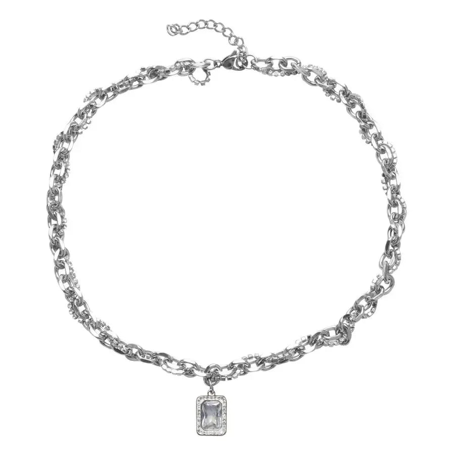 Diatoms Casual Hip-Hop Titanium Rhinestones Unisex Pendant - Diatoms