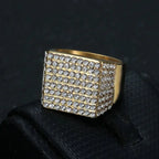 Diatoms Golden Rhinestones Men's Ring - Diatoms