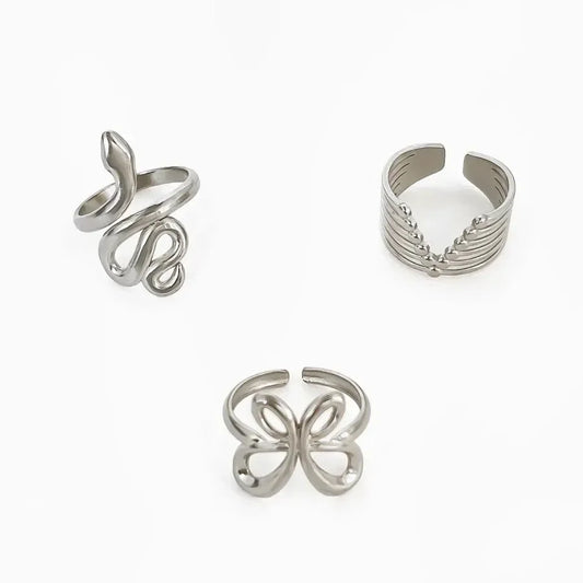 Classic Three Pair Set Adjustable Rings - Diatoms