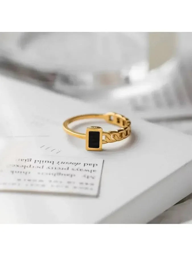 Black Charm Ring - Diatoms