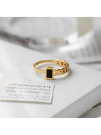 Black Charm Ring - Diatoms