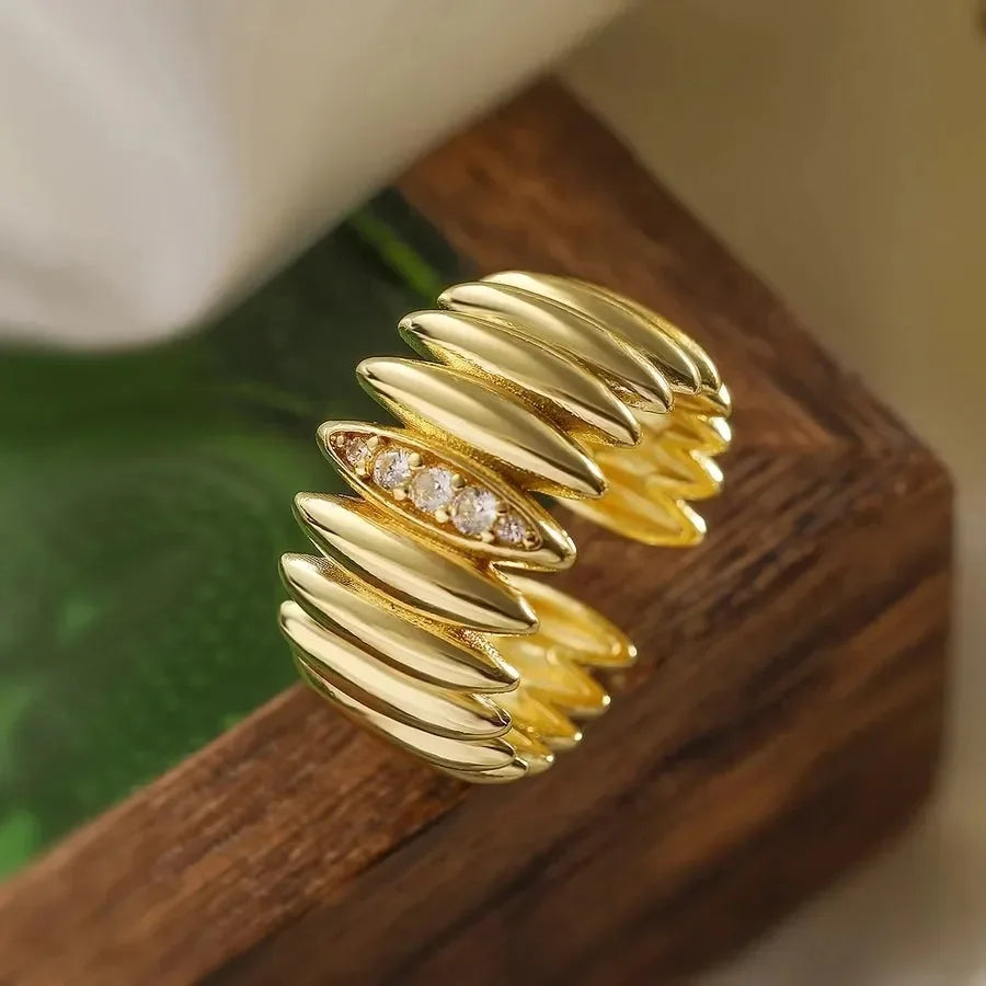Retro Punk Geometric Open Rings - Diatoms