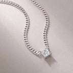 Luxy 925 Sterling Silver Moissanite Square GRA Certificate Pendant - Diatoms