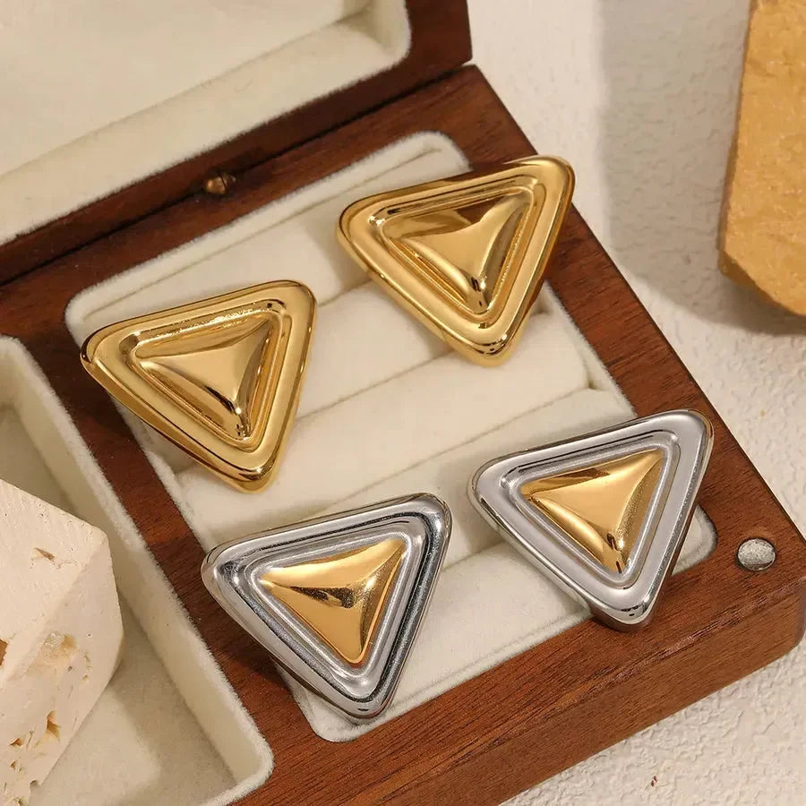 Triangle Polishing Ear Studs - Diatoms