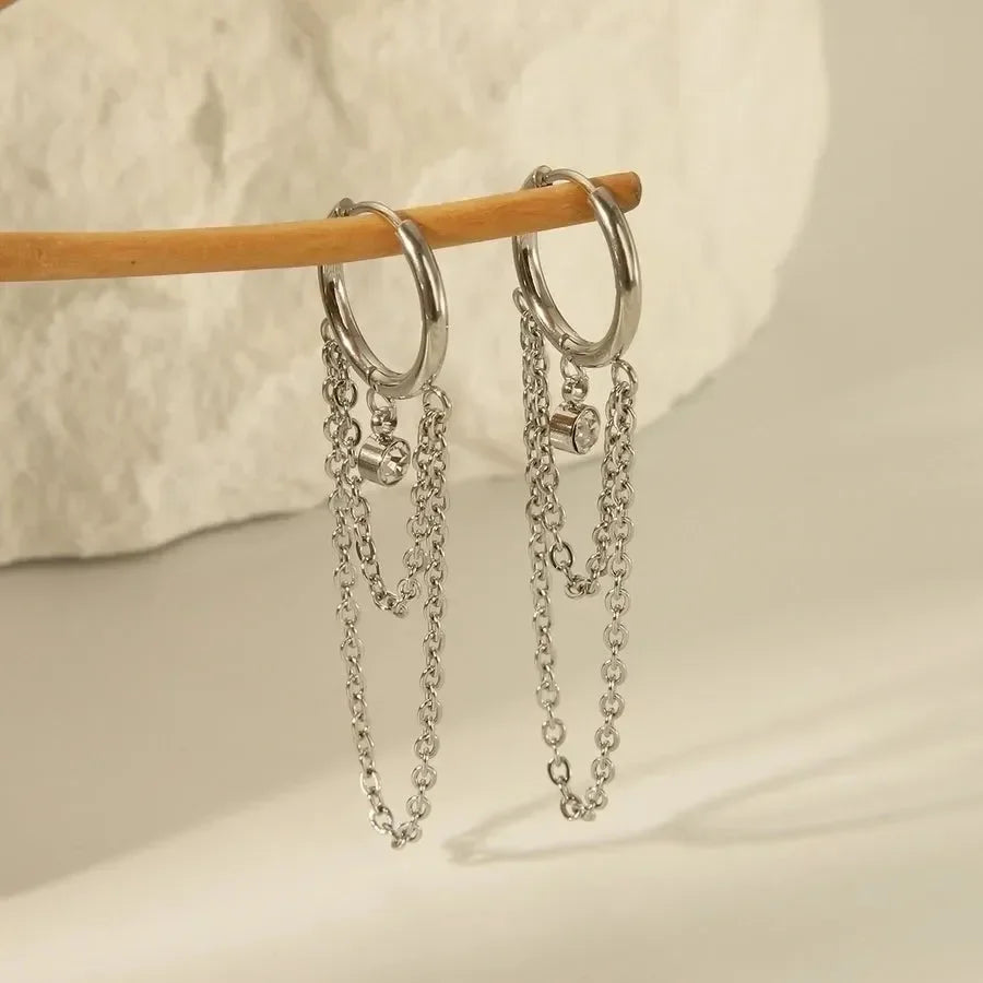 Exaggerated Classic Style Tassel Chain Drop Earrings - Diatoms