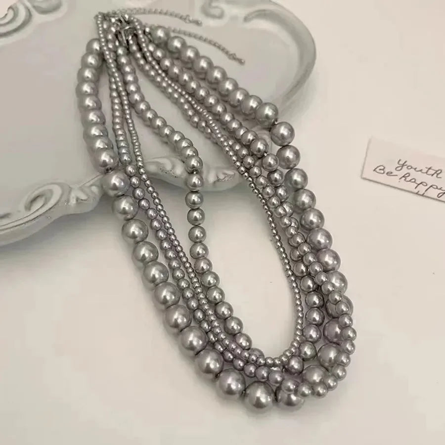 Luxy Silver Beaded Necklace - Diatoms