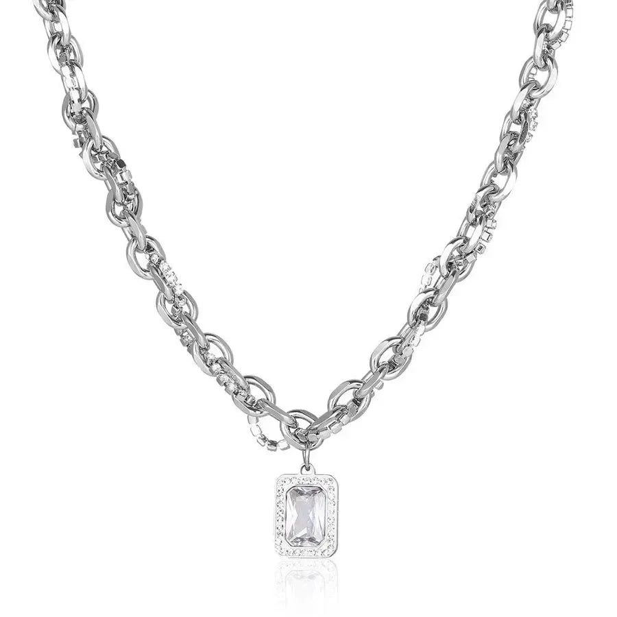 Diatoms Casual Hip-Hop Titanium Rhinestones Unisex Pendant - Diatoms