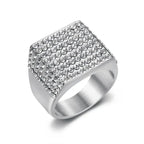 Diatoms Golden Rhinestones Men's Ring - Diatoms