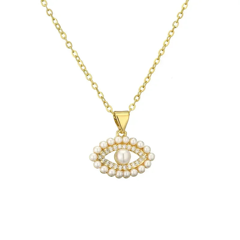 Evil's Eye Pearl Zircon Pendant - Diatoms