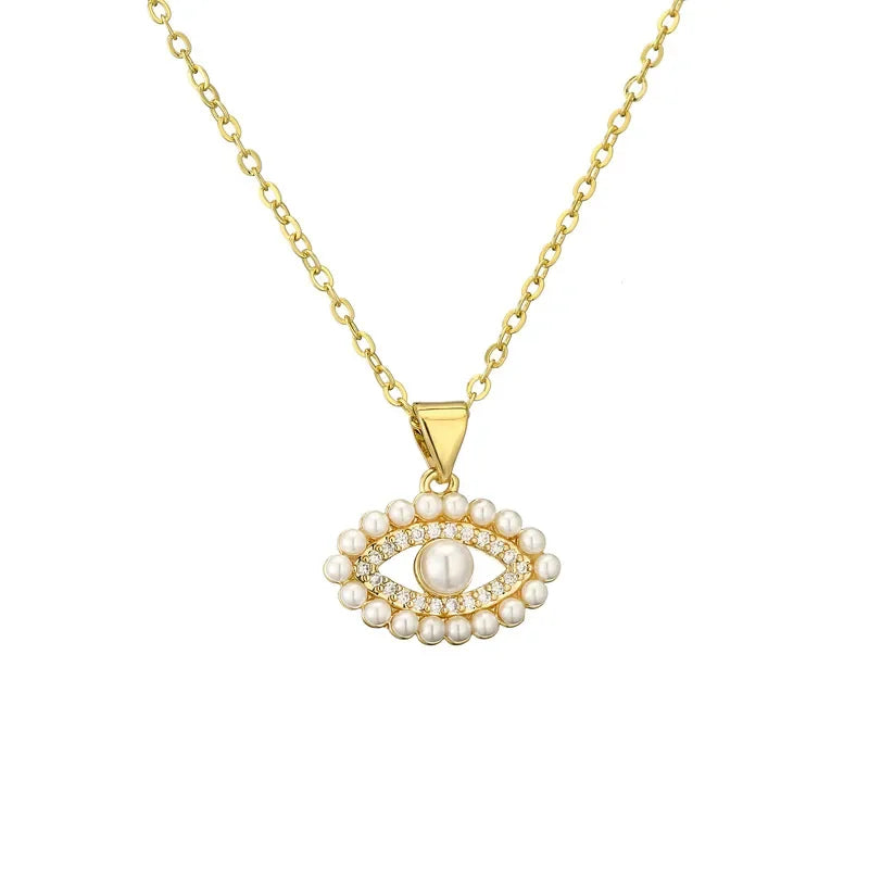 Evil's Eye Pearl Zircon Pendant - Diatoms