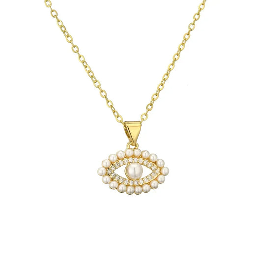 Evil's Eye Pearl Zircon Pendant - Diatoms