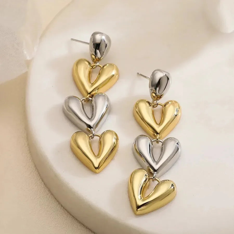 Commute Heart Shape Drop Earrings - Diatoms