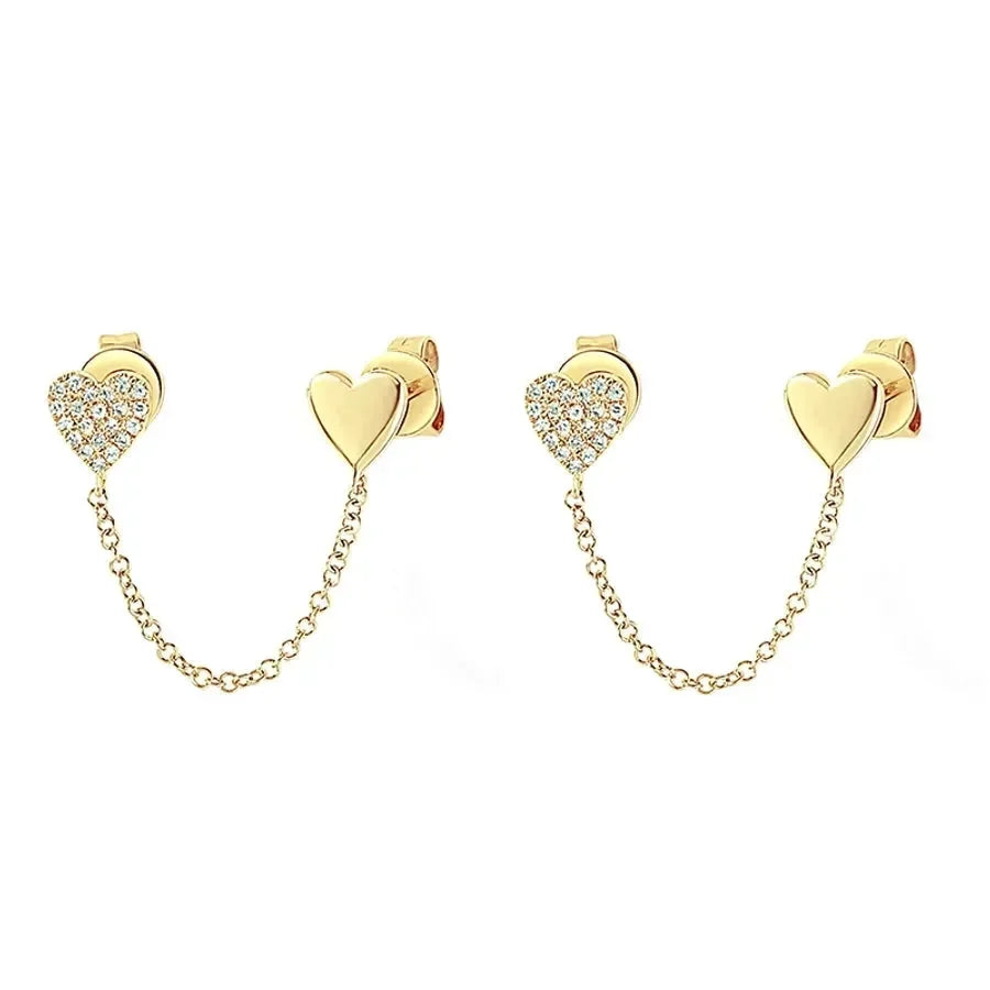 Cute French Style Heart Shape Dangling Earrings - Diatoms