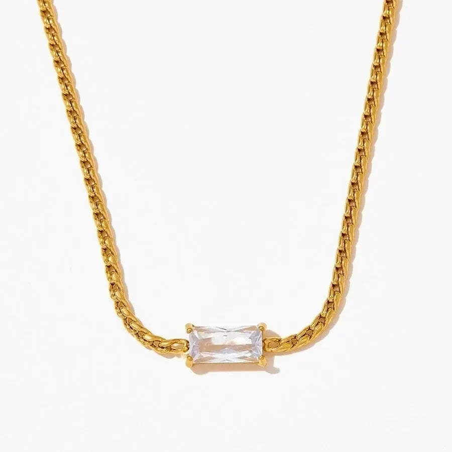 Vertical Emerald Rectangle Necklace - Diatoms