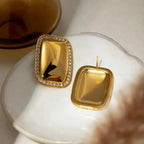 Artistic Rectangle Ear Studs - Diatoms