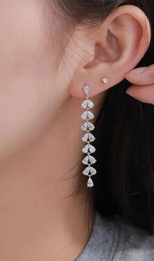 Geometric Tassel Gemstones Drop Earrings - Diatoms