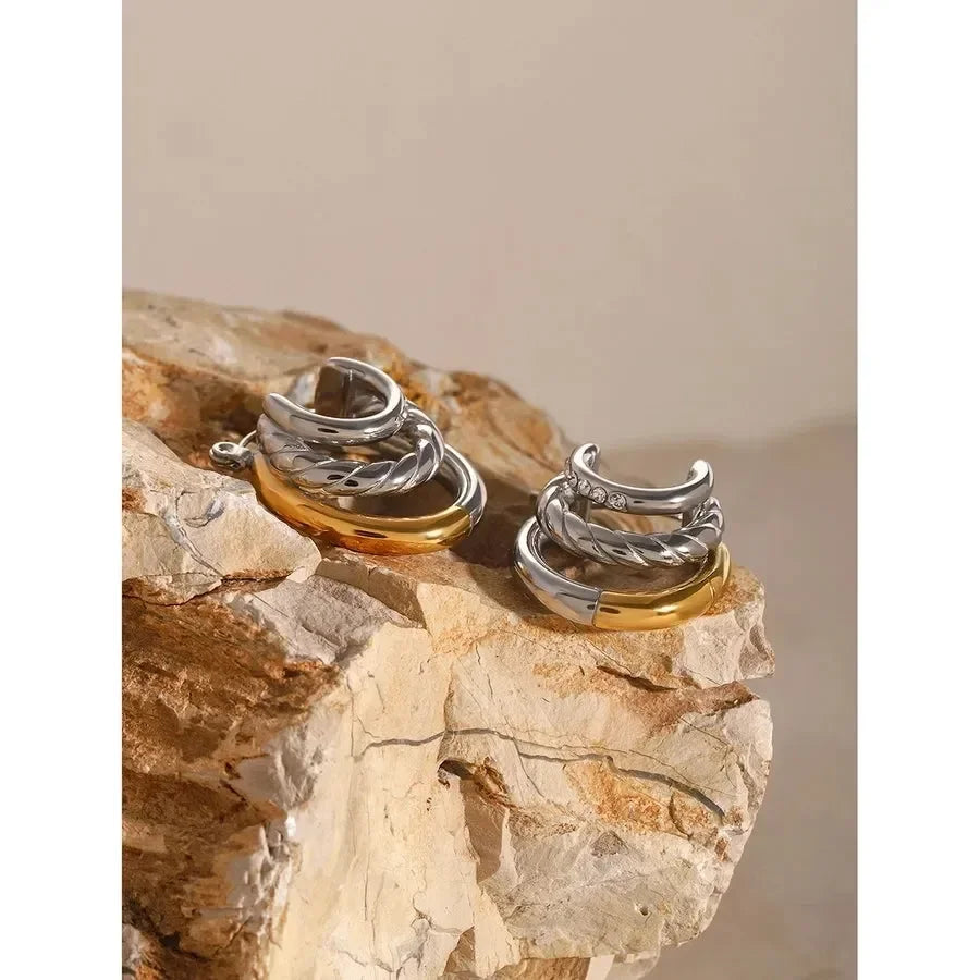 Luxy Dual Tone Earrings - Diatoms
