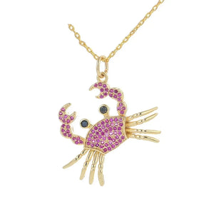 Diatoms Cute Little Crab Pendant Necklace