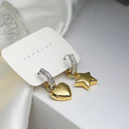 Commute Star Heart Shape Drop Earrings - Diatoms