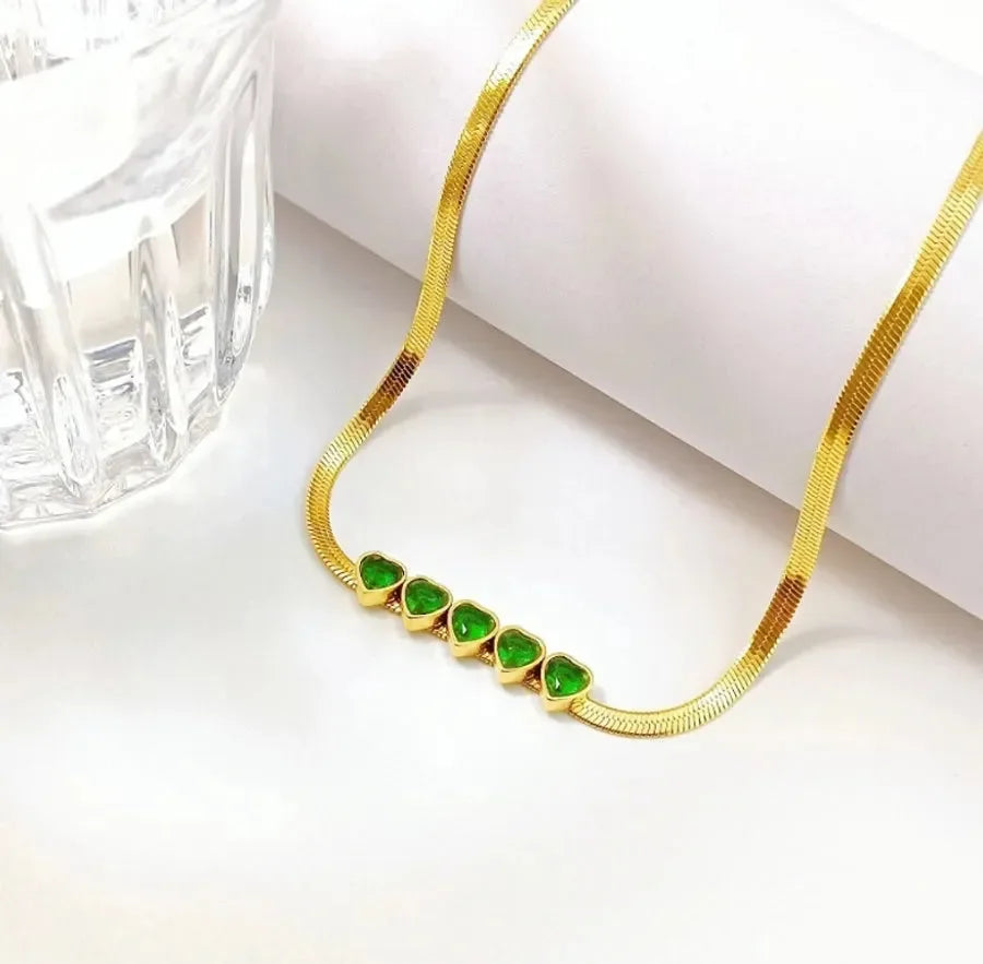 Heart Shape Inlay Necklace - Diatoms