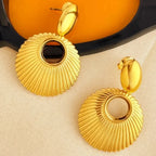Oval Shell Drop Earrings - Diatoms