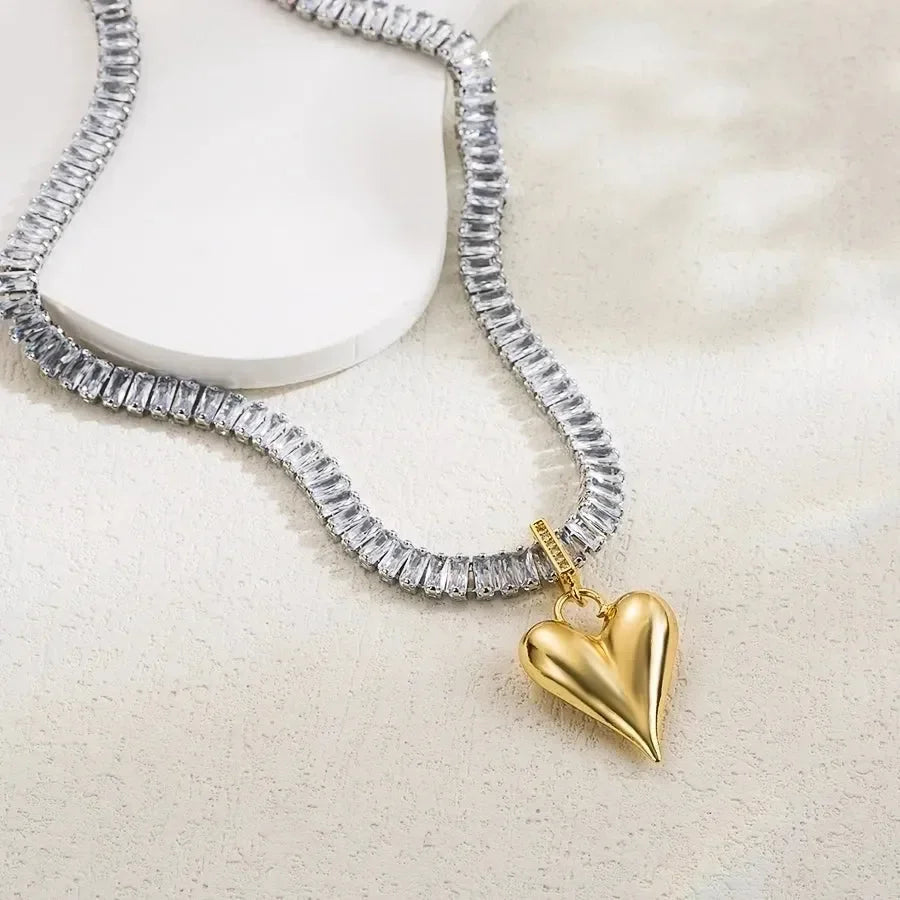 Three-dimensional Inlay Heart Shape Necklace - Diatoms