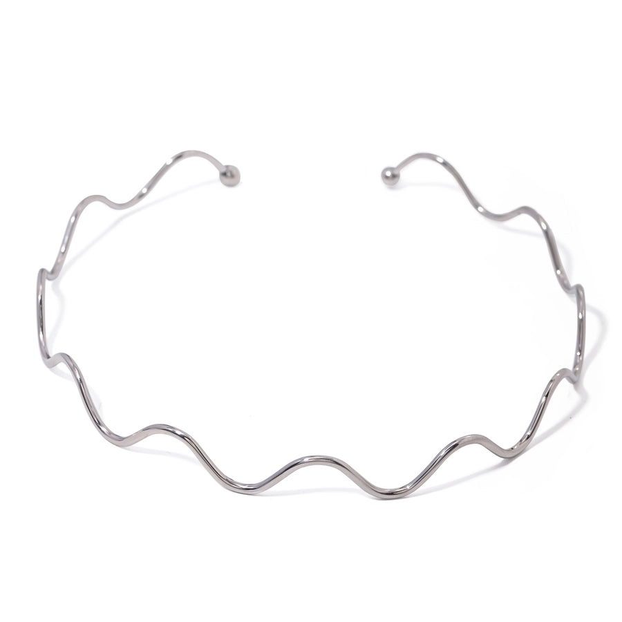 Luxy Silver Wave Choker Necklace