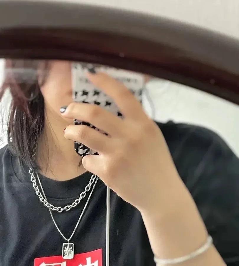 Diatoms Hip-Hop Retro Inlay Rhinestones Unisex Layered Necklace - Diatoms