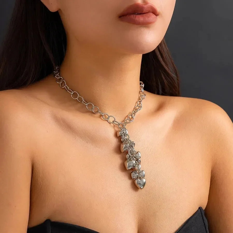 Exaggerated Classic Style Geometric Heart Necklace - Diatoms