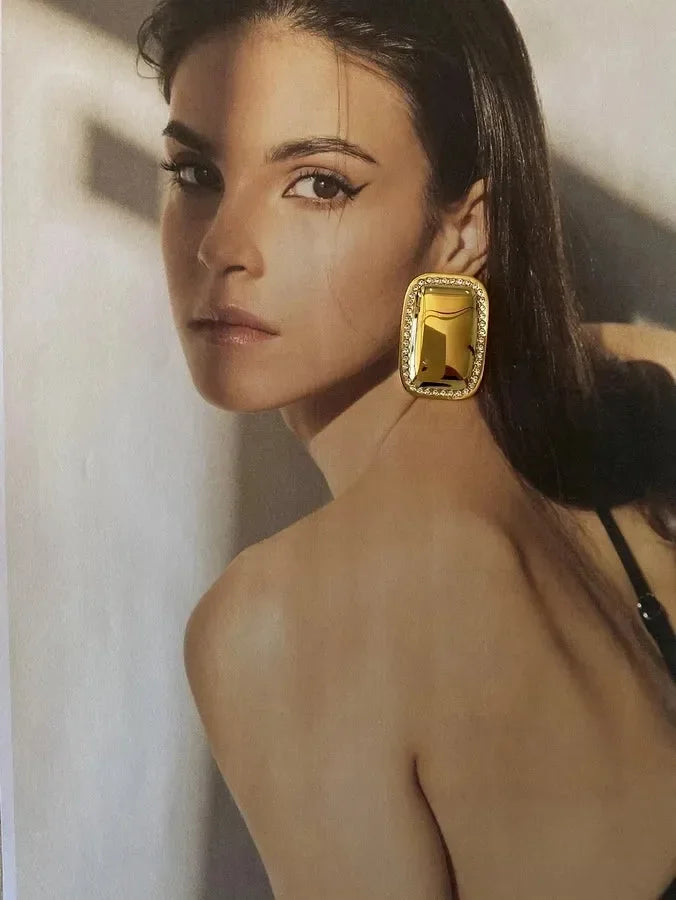 Artistic Rectangle Ear Studs - Diatoms