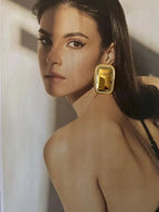 Artistic Rectangle Ear Studs - Diatoms