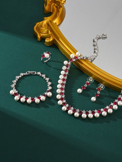 Inlay Pearl Zircon Jewelry Set