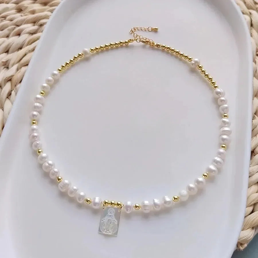 Elegant Portrait Faith Freshwater Pearl Necklace - Diatoms