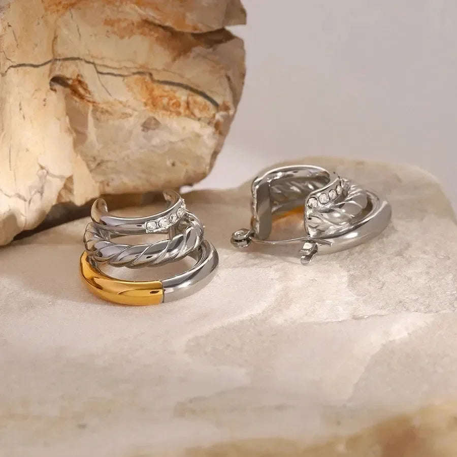 Luxy Dual Tone Earrings - Diatoms