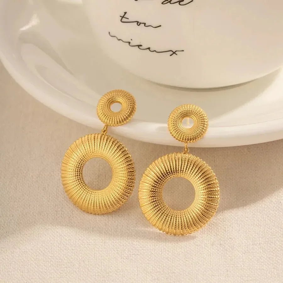 Luxy Double Hollow Hoop Earrings - Diatoms