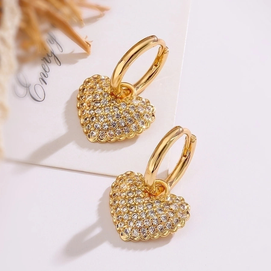 Commute Heart Shape Inlay Diamond Drop Earrings