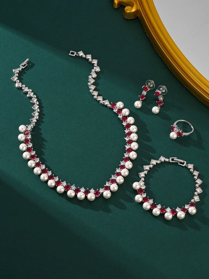 Inlay Pearl Zircon Jewelry Set