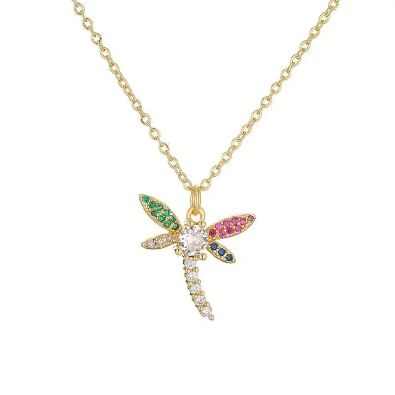 Diatoms Dragonfly Inlay Zircon Necklace - Diatoms