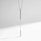 Sterling Silver Inlay Geometric Long Necklace - Diatoms
