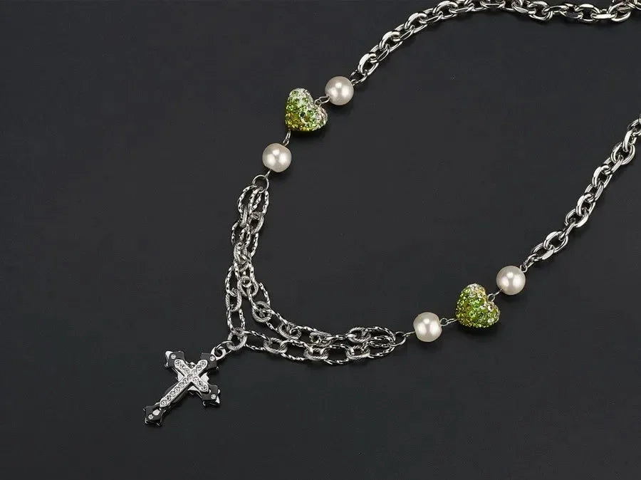 Diatoms Hip-Hop Heart Shape Inlay Rhinestones Unisex Pendant - Diatoms