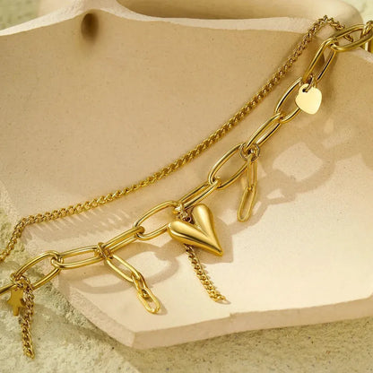 Star Heart Chainlink Bracelet - Diatoms