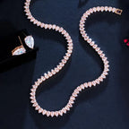 Elegant Lady Korean Style Diamond Earrings Necklace Set - Diatoms