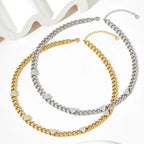 Heart Charm Cuban Choker Necklace - Diatoms